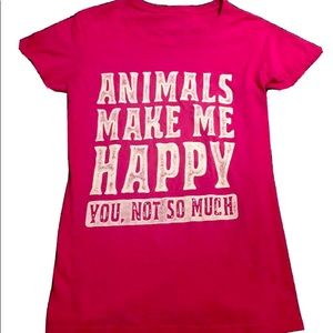 Women's SMALL shirt funny Animals Make Me Happy...